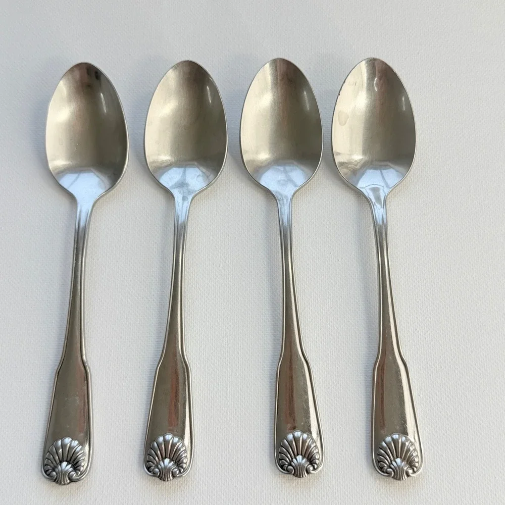 Oneida Teaspoons Unisex 6in Silver Good Chateau Shell Stainless Set of 4 109